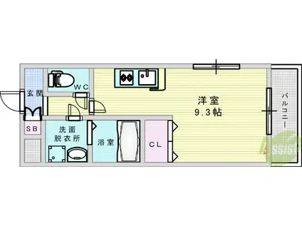 エクセレント上新20(ワンルーム/2階)の間取り写真