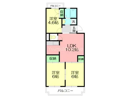 センチュリーハウスII(3LDK/2階)の間取り写真