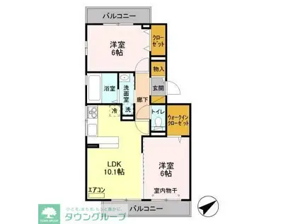 ヴィラ コットン(2LDK/3階)の間取り写真