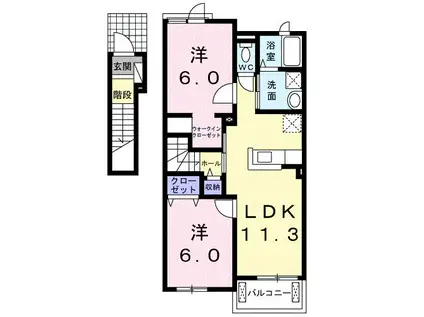 ストロベリーハウスIV(2LDK/2階)の間取り写真