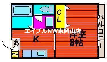 レジデアイ A棟(1K/1階)の間取り写真