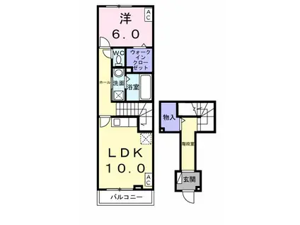 コントレイル(1LDK/2階)の間取り写真