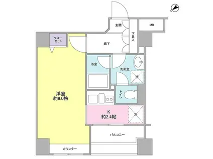 A K レジデンス(1K/6階)の間取り写真