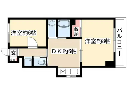 イマージュ池下(2DK/10階)の間取り写真