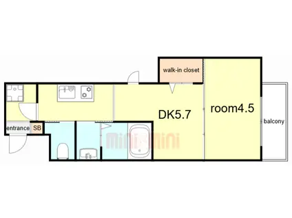 AILE御影塚町(1DK/2階)の間取り写真