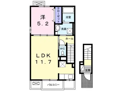 ハピネ-ト(1LDK/2階)の間取り写真