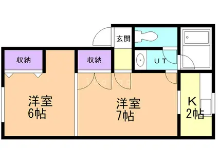 サンハイツルアラル2号館(1LDK/2階)の間取り写真