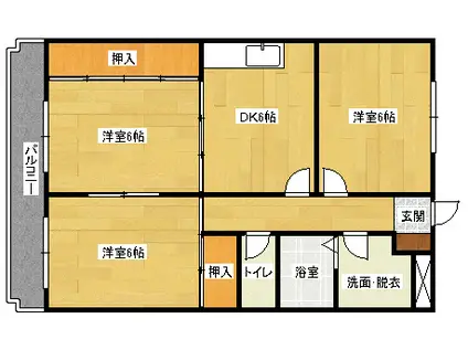 ニューマリッチ沖本(3DK/3階)の間取り写真