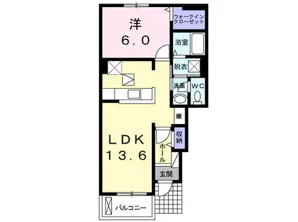 ドゥー・メゾン金杉I(1LDK/1階)の間取り写真