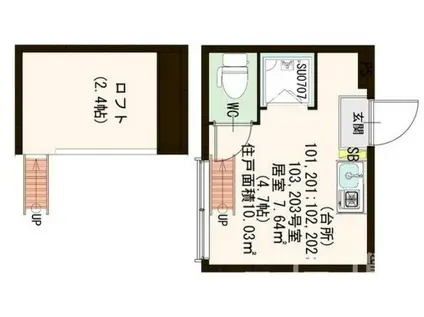 グランドーレ高円寺(ワンルーム/1階)の間取り写真