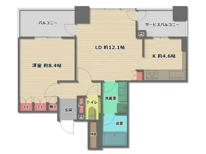 ザ・梅田タワー(1LDK/37階)の間取り写真