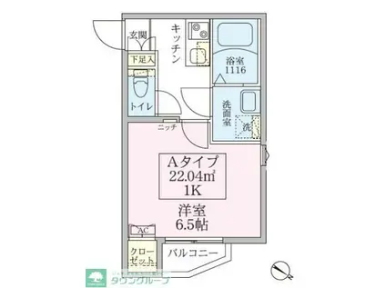 スカイルーチェ浦和(1K/2階)の間取り写真
