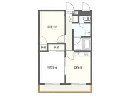 シティクレスト花かいどう(2DK/2階)の間取り写真