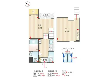 シエルクレール姪浜1番館(1K/2階)の間取り写真