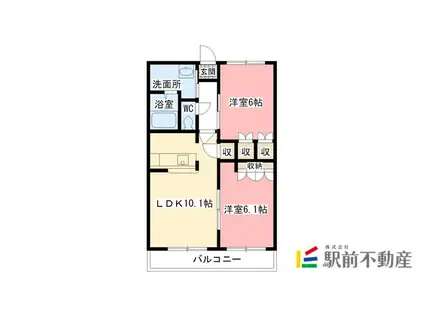 CORPOさくらB(2LDK/1階)の間取り写真