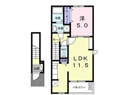 コーポ勢多VIII番館(1LDK/2階)の間取り写真