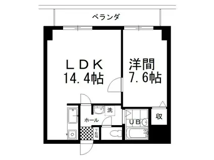 南大通4マンション(1LDK/3階)の間取り写真