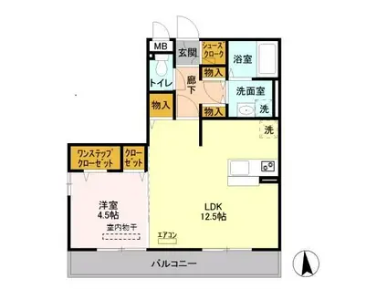 オルテシア I(1LDK/1階)の間取り写真