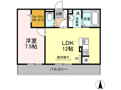 エクレール上代(1LDK/2階)の間取り写真