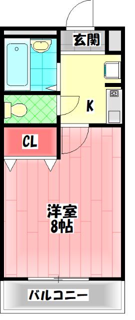 C・P・F(1K/2階)の間取り写真