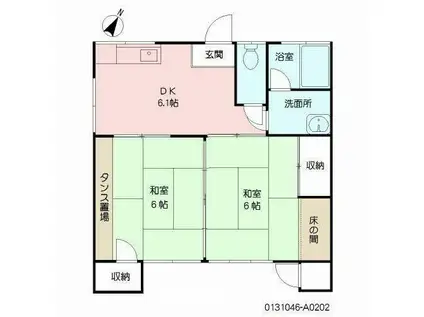 コーポサンライズ(2DK/2階)の間取り写真