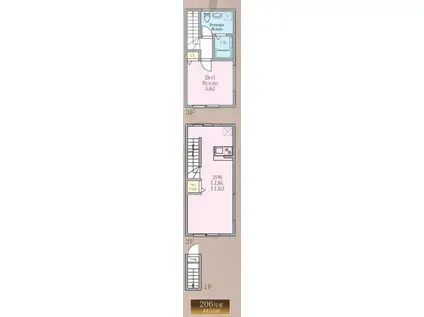 ノーザンロード東武練馬II(1LDK/2階)の間取り写真