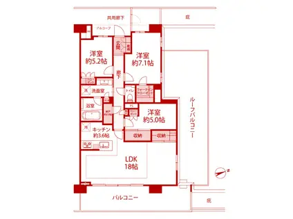プラウド鎌倉岩瀬(3LDK/6階)の間取り写真