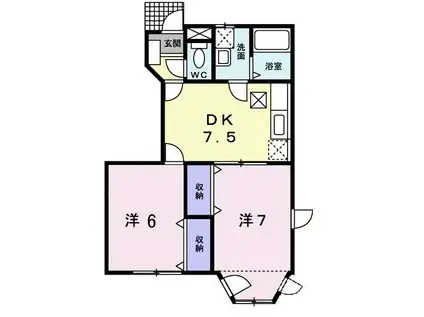 ペイトン・プレイス B(2DK/1階)の間取り写真