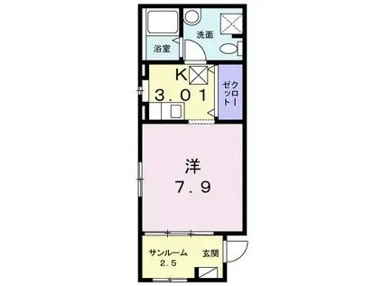 広島高速交通アストラムライン 西原駅(広島) 徒歩13分 3階建 築11年(1K/1階)の間取り写真