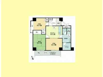メガロン御殿山(3K/6階)の間取り写真