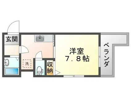 レインボーヴィラ(1K/3階)の間取り写真