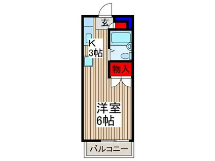 フラット所沢(ワンルーム/2階)の間取り写真