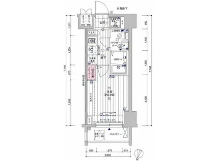 メインステージ南品川(1K/5階)の間取り写真