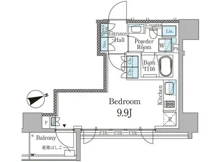 パークリュクス虎ノ門(ワンルーム/2階)の間取り写真