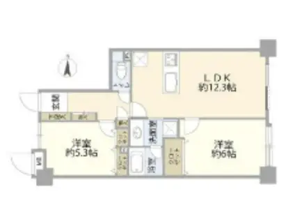 グリーンコーポ鶴川(2LDK/1階)の間取り写真