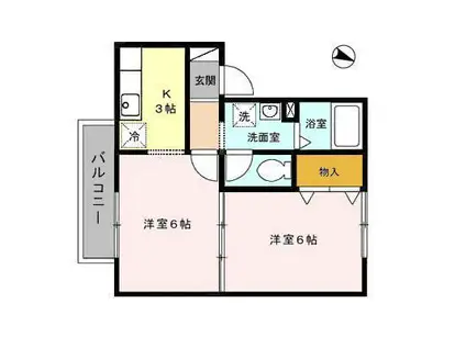 ハイカムール鷹清水(2K/1階)の間取り写真