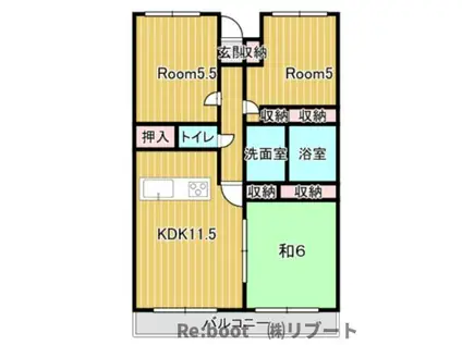 ベルグプレデス船橋(3LDK/3階)の間取り写真