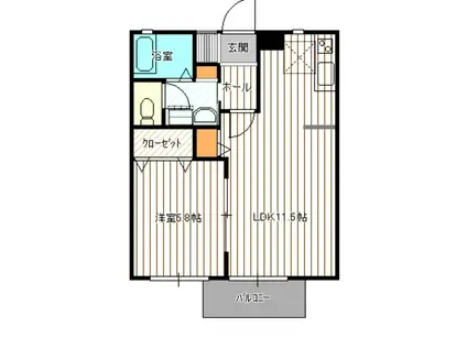 まるよしハイツ(1LDK/2階)の間取り写真
