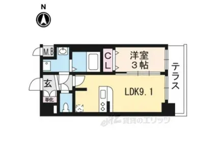 プレサンス THE KYOTO 澄華(1LDK/1階)の間取り写真