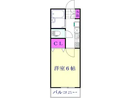 タウンアベニュー(1K/1階)の間取り写真