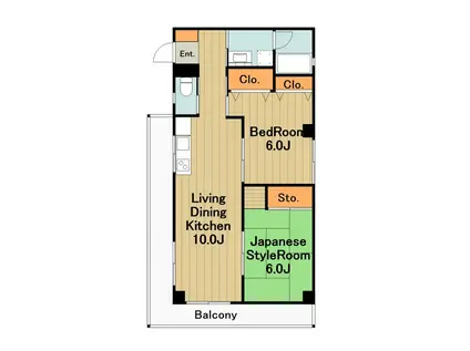 プラザ矢部(2LDK/2階)の間取り写真