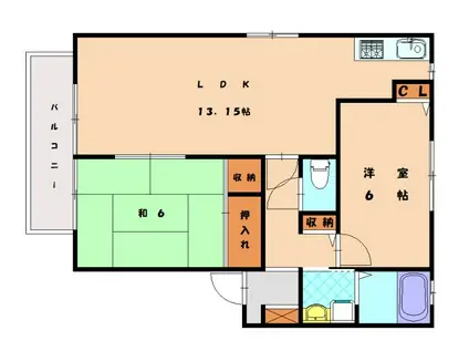 メゾン・ドゥ・ハーバー6号館(2LDK/2階)の間取り写真