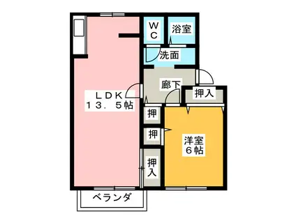 セジュール江島本町(1LDK/1階)の間取り写真