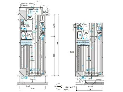 メインステージ亀戸IV(1K/9階)の間取り写真