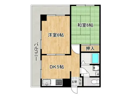 サンパレス桃山台2番館(2DK/3階)の間取り写真