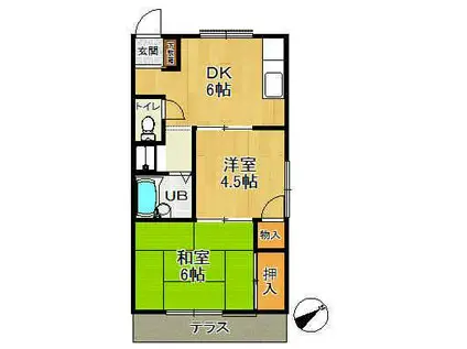 柏ハイム(2DK/1階)の間取り写真
