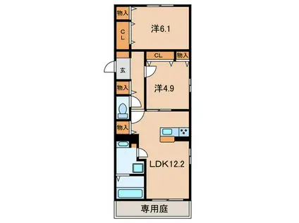 サンパティーク東町(2LDK/3階)の間取り写真