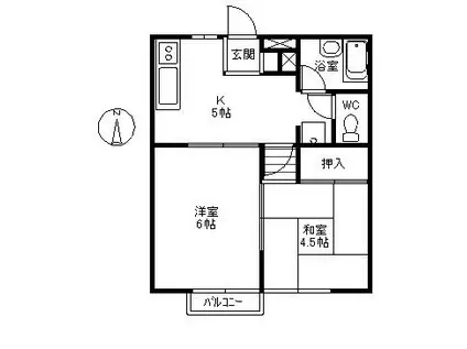 コーポマルマB棟(2K/2階)の間取り写真