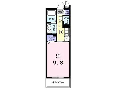 GOLD M KAMO(1K/3階)の間取り写真