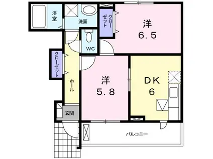 ナチュラルM A(2DK/1階)の間取り写真